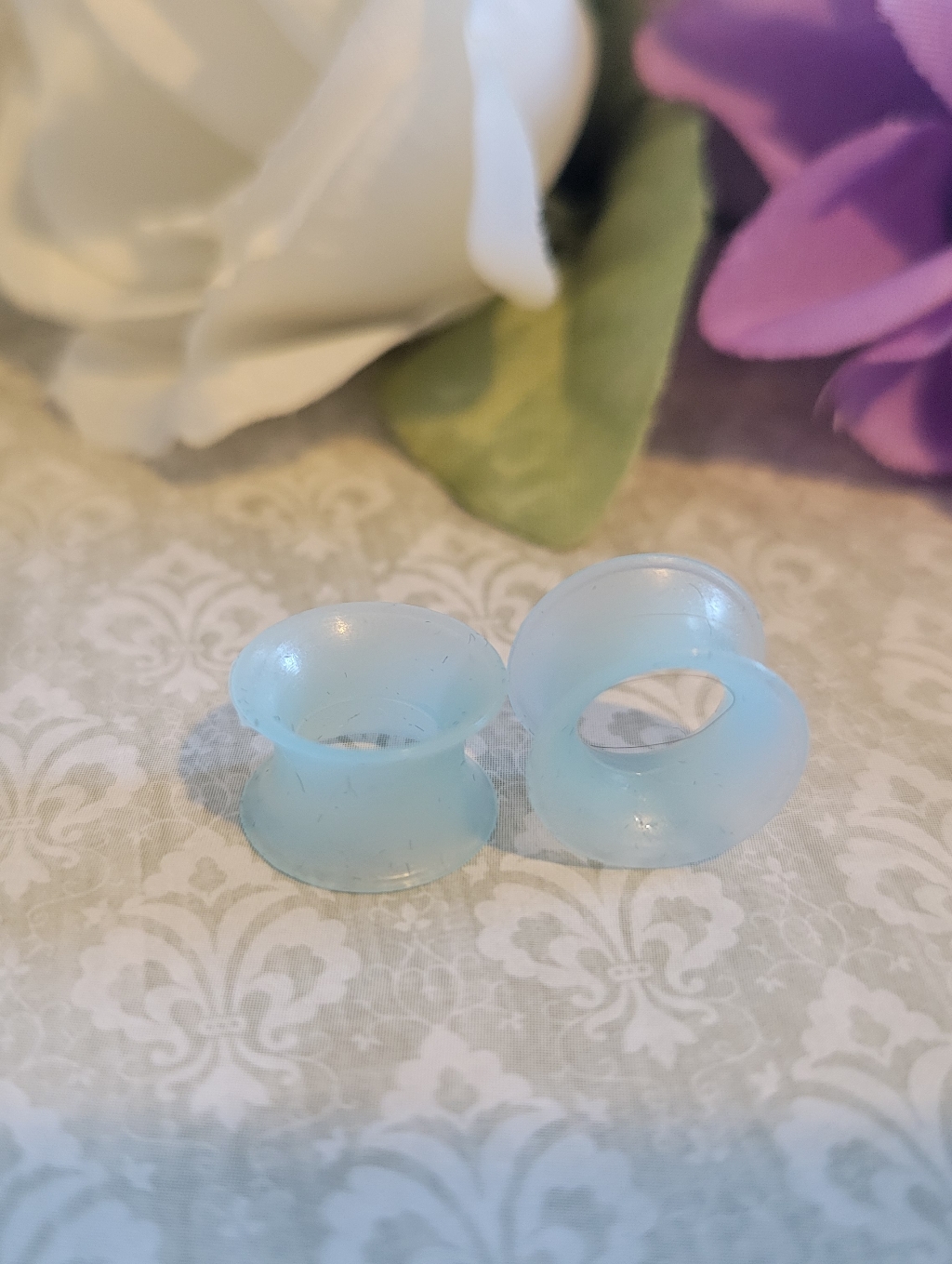Light Blue Silicone Ear Tunnels  Gauge 00